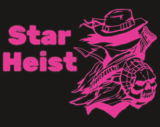 Star Heist Icon, features a neon pink cowboy with a rifle slung over his back